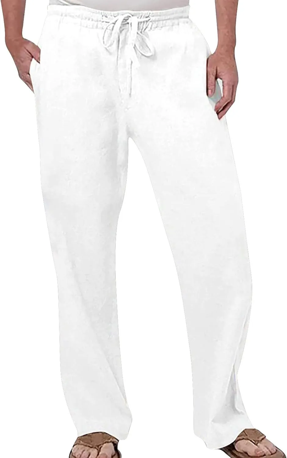 Cotton Linen Work Pants for Men Summer Solid Color Trousers Light Loose Pant Hiking Outdoor Joggers Skinny Chinos Mens Activewear Leggings