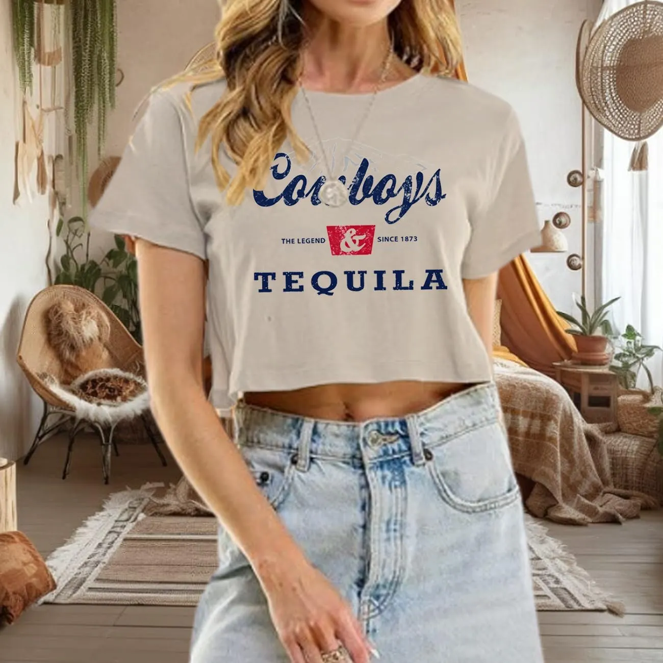 Country Music Cowboy Crop T Shirt Women Vintage Concert Tees Funny Western Rodeo Graphic Short Sleeve Tops Shirt