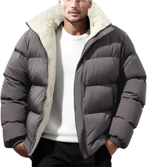 crazynekos Mens Cotton Down Jackets Winter Warm Padded Coats Outwear Fleece Sweatshirt