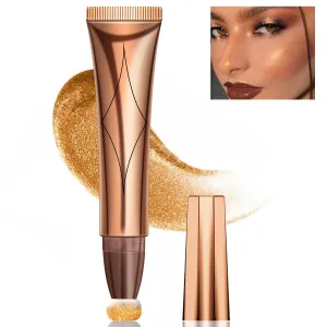 Cream Contour Beauty Wand,Xcreando Liquid High Lighter Stick with Cushion Applicator Silky Liquid Bronzer Stick Waterproof Lightweight Face Concealer Contouring with Natural Matte Finish(#06 Champagne Gold)