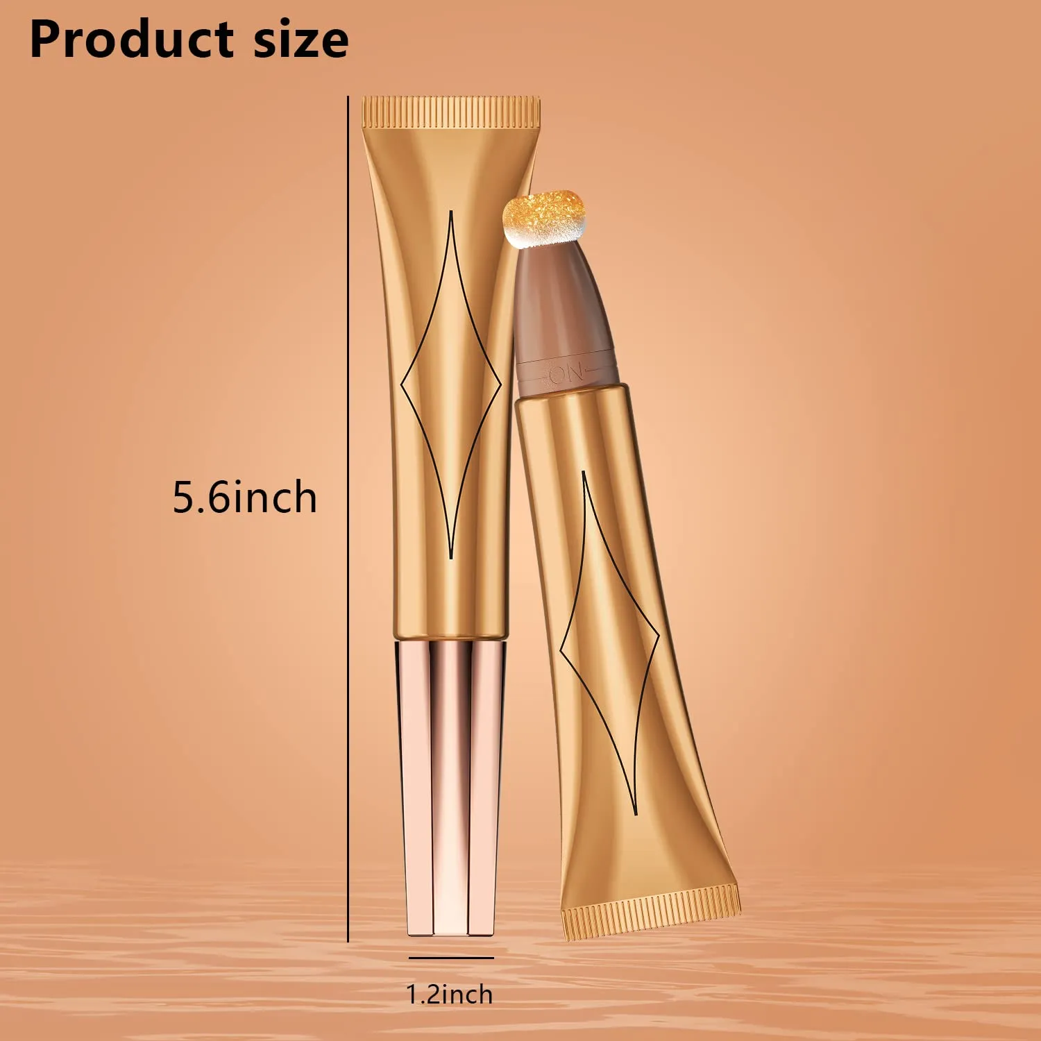 Cream Contour Beauty Wand,Xcreando Liquid High Lighter Stick with Cushion Applicator Silky Liquid Bronzer Stick Waterproof Lightweight Face Concealer Contouring with Natural Matte Finish(#06 Champagne Gold)