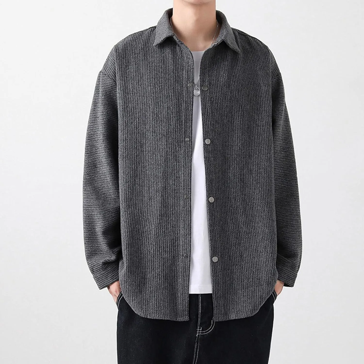 DGHM-JLMY Male Lamb Wool Warm Cotton-Padded Jacket Coats Hip Hop Warm Male Parkas Winter Loose Zipper Padded Jacket