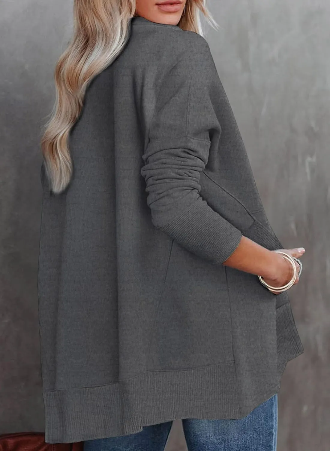 Dokotoo Women's Casual Oversized Half Zip Sweatshirts Long Sleeve Solid Color Pullover Jackets with Pockets