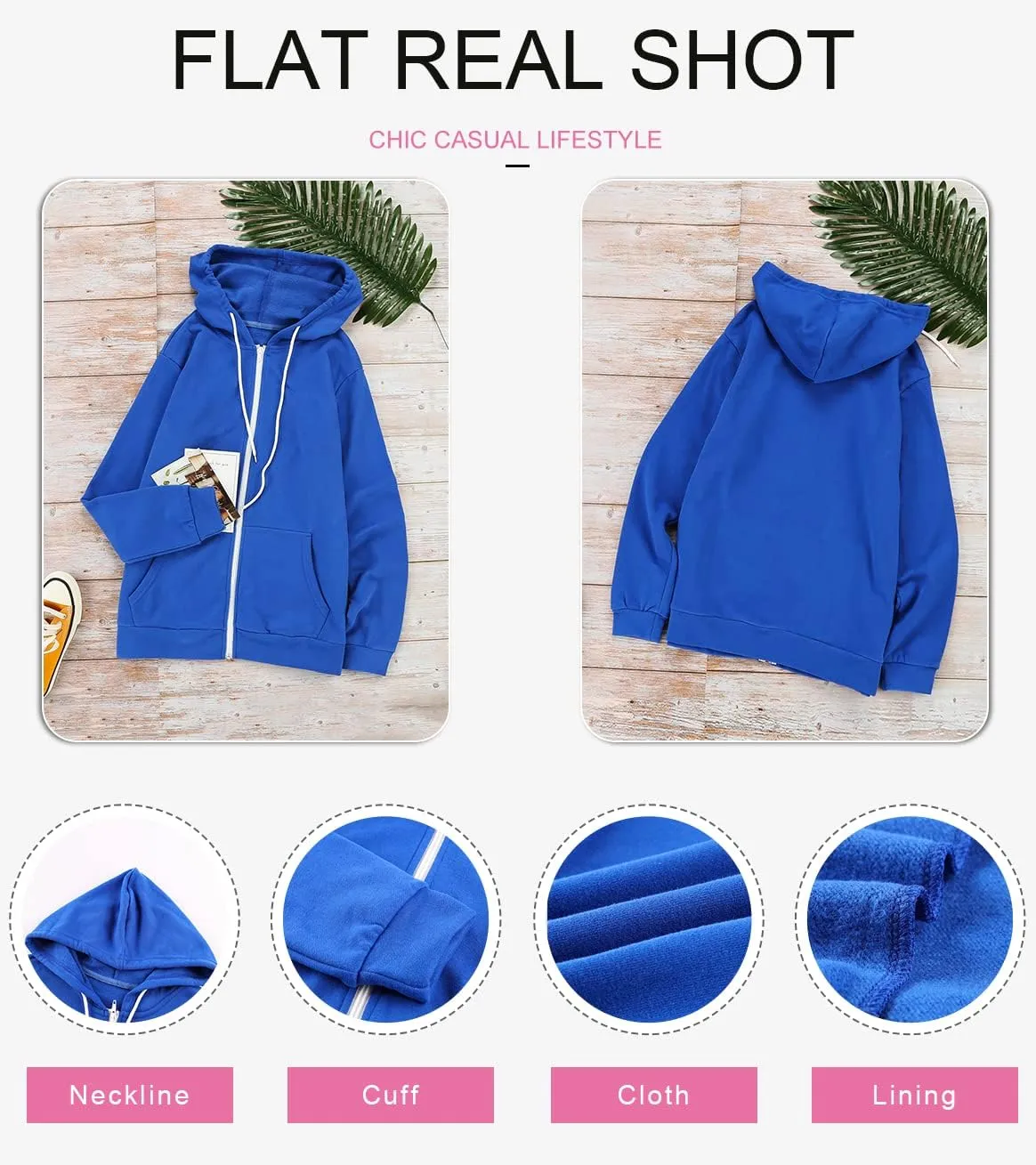 Dokotoo Women's Full Zip Up Hoodie Long Sleeve Hooded Sweatshirts Pockets Jacket Coat for Women