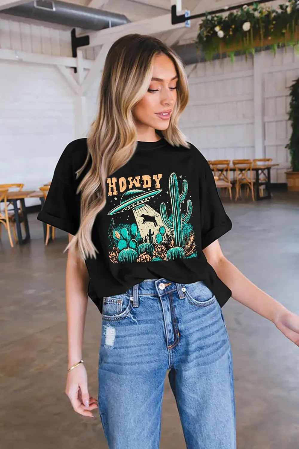 DUTUT Howdy Tshirt Women Country Southern Shirts Rodeo Cowgirl Western Shirt Honey Hat Leopard T-Shirt Summer Vintage Tees