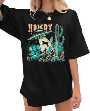 DUTUT Howdy Tshirt Women Country Southern Shirts Rodeo Cowgirl Western Shirt Honey Hat Leopard T-Shirt Summer Vintage Tees
