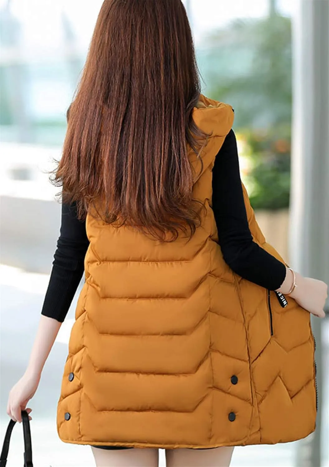 EFOFEI Women's Sleeveless Long Down Vest Winter Slim Fit Warm Puffy Jackets