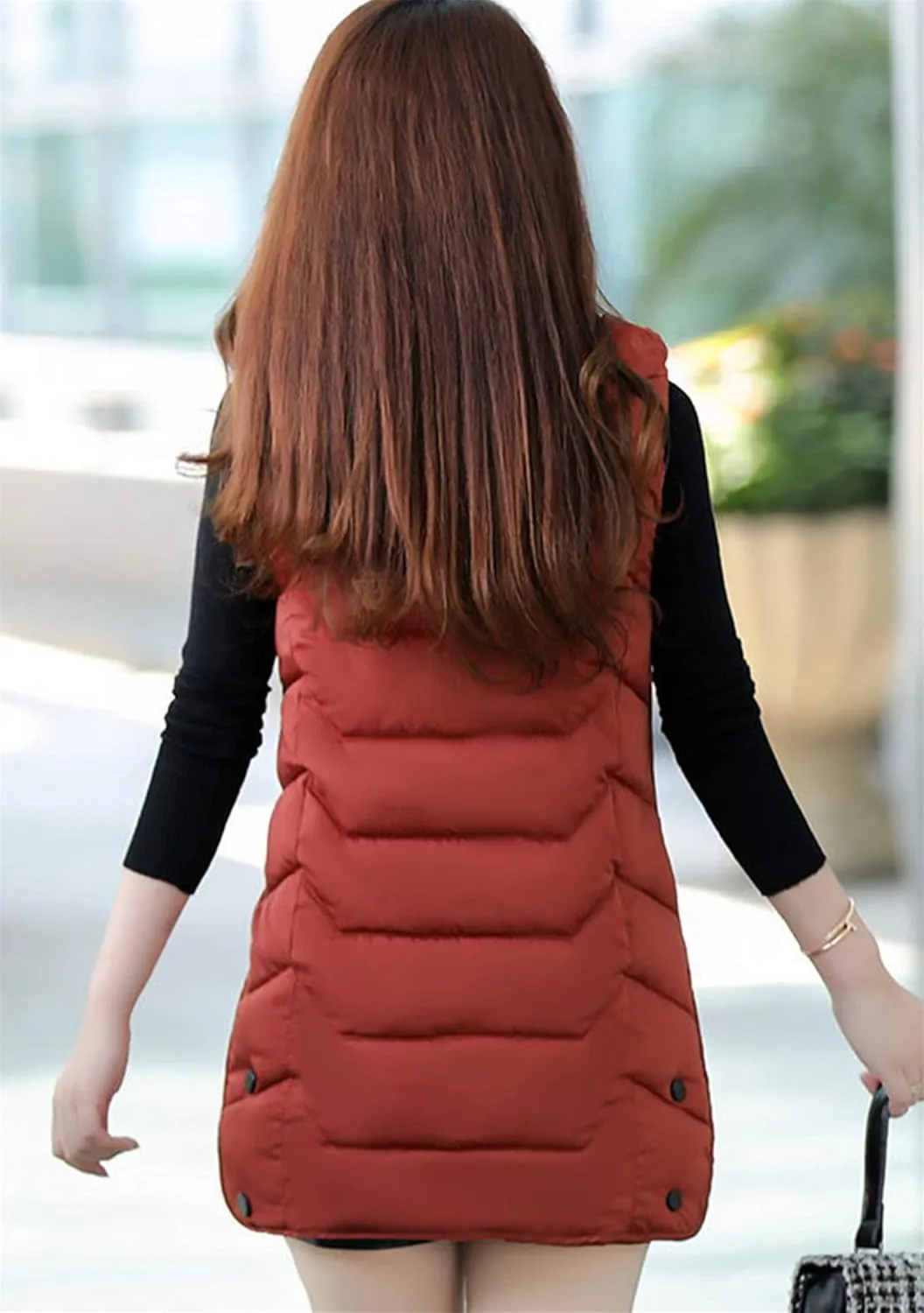 EFOFEI Women's Sleeveless Long Down Vest Winter Slim Fit Warm Puffy Jackets