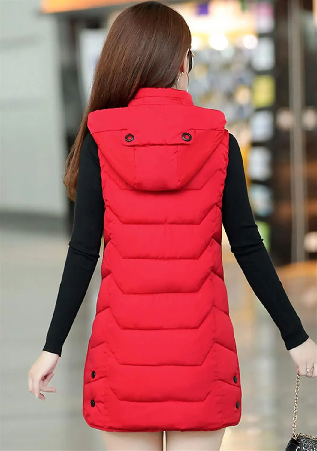 EFOFEI Women's Sleeveless Long Down Vest Winter Slim Fit Warm Puffy Jackets