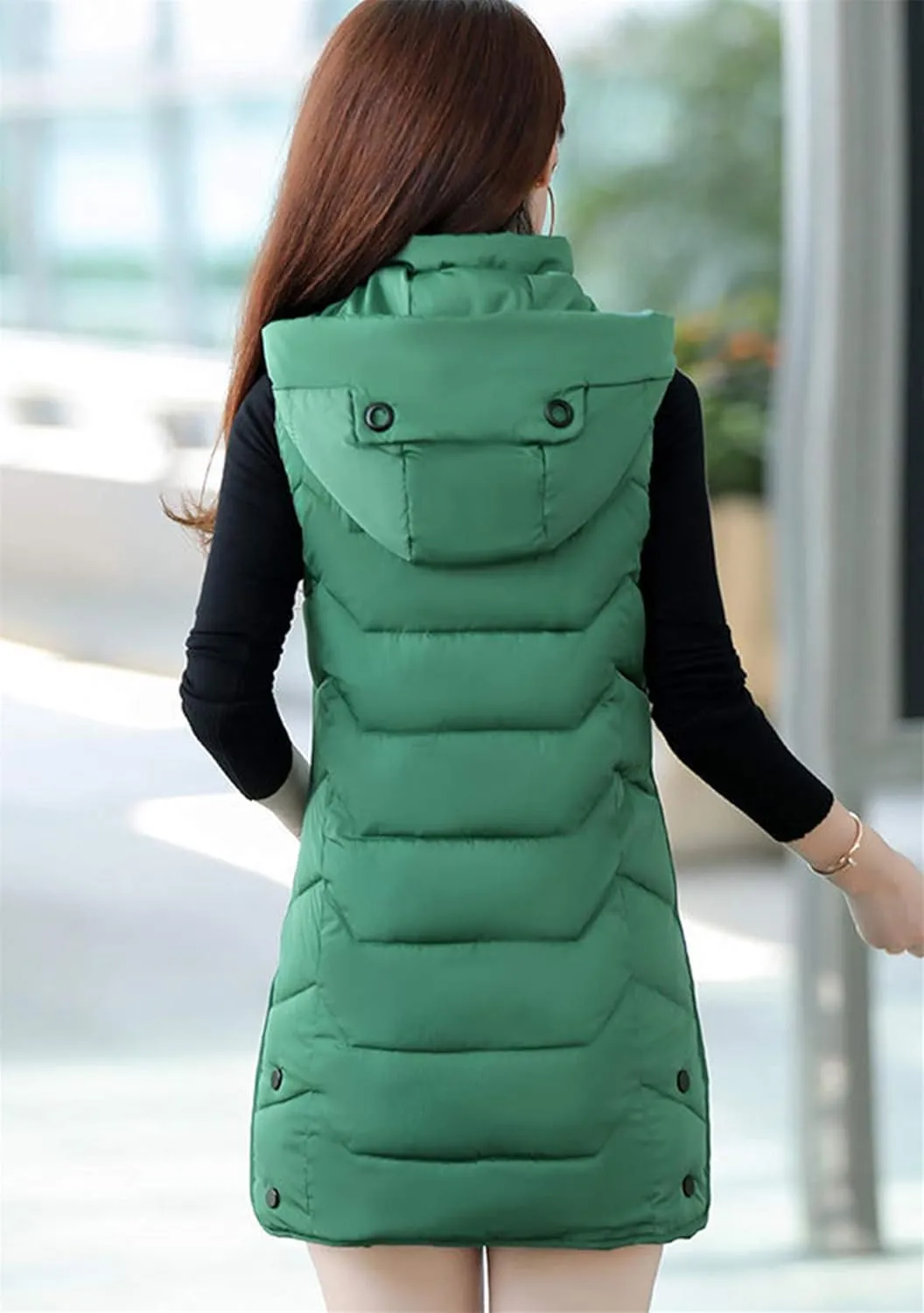 EFOFEI Women's Sleeveless Long Down Vest Winter Slim Fit Warm Puffy Jackets