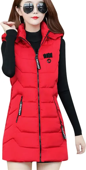 EFOFEI Women's Sleeveless Long Down Vest Winter Slim Fit Warm Puffy Jackets