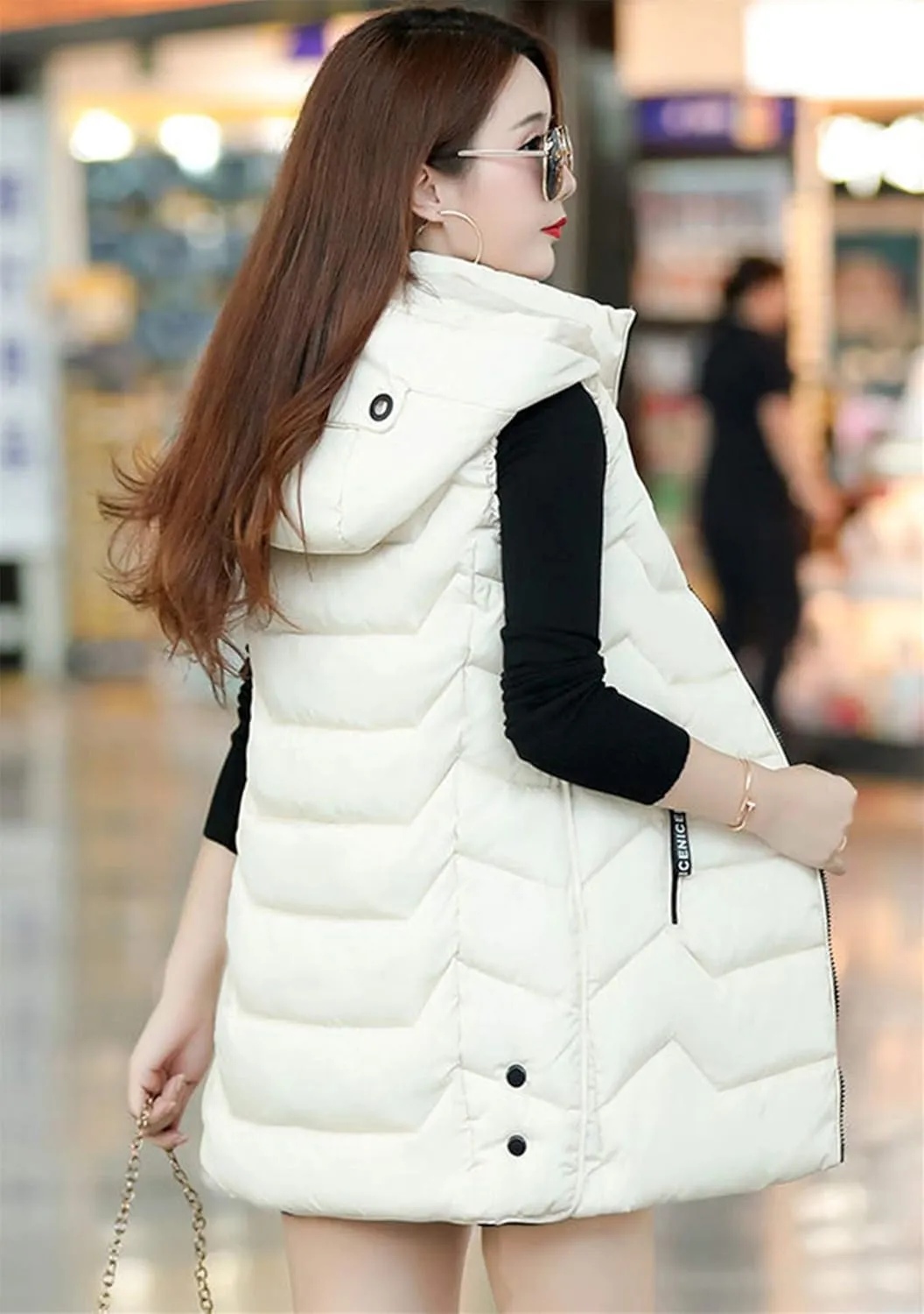EFOFEI Women's Sleeveless Long Down Vest Winter Slim Fit Warm Puffy Jackets