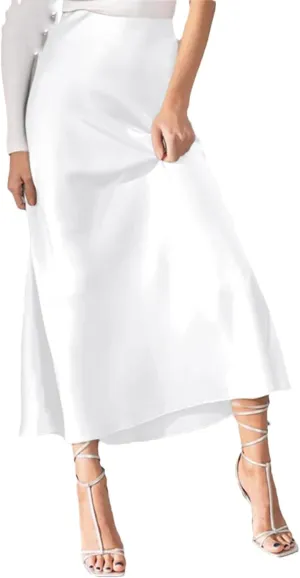 Elegant Women Long Maxi Skirts Satin Summer Fashion Bottoms Solid Pleated Loose High Waist Ruffled Party Skirts