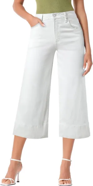 EVALESS Wide Leg Jeans for Women High Waisted Capri Pants Trendy Stretchy Straight Baggy Denim Pants