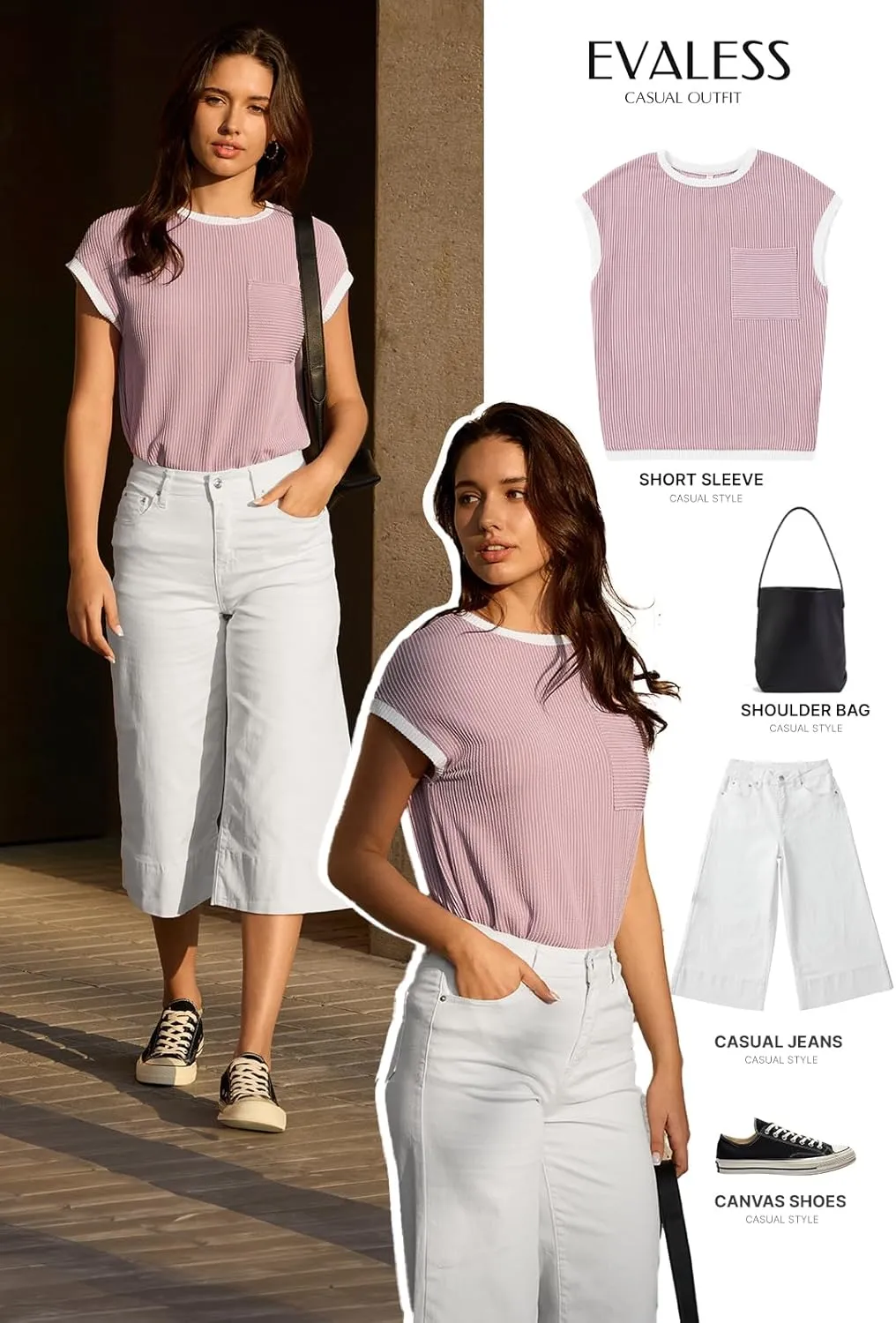 EVALESS Wide Leg Jeans for Women High Waisted Capri Pants Trendy Stretchy Straight Baggy Denim Pants