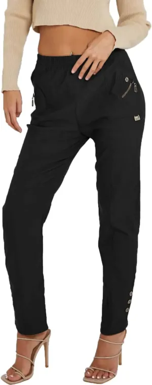 eyes Womens Trouser Casual Wear Full Length Elasticated High Waist Pants Light Weight Straight fit Stretchy Trousers