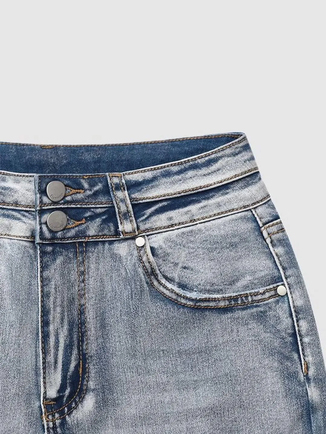 Flamingals Flare Bell Bottom Jeans for Women Raw Hem High Waist