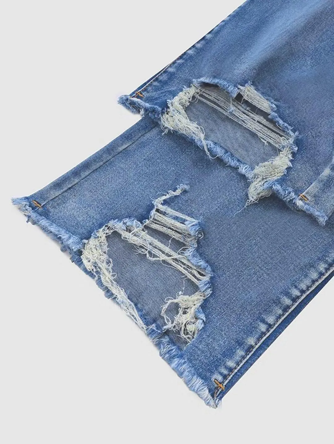 Flamingals Flare Bell Bottom Jeans for Women Raw Hem High Waist