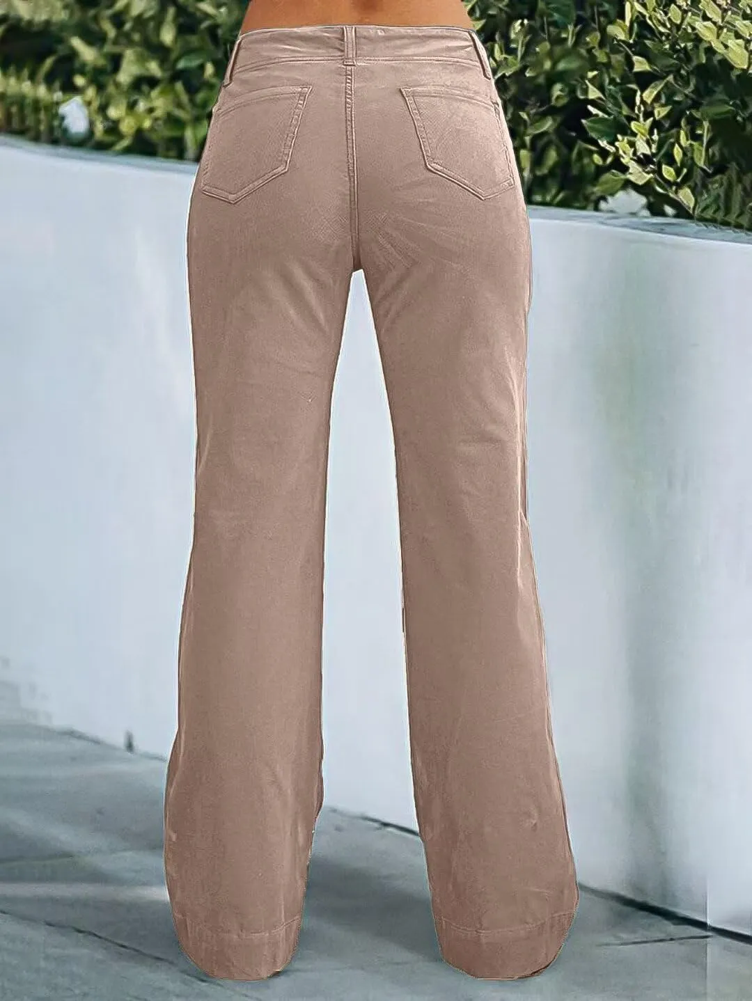 Flamingals Women's Wide Leg Pants for Women Mid Waist Dress Flare Straight Leg Corduroy Pants Workout Jeans Trendy