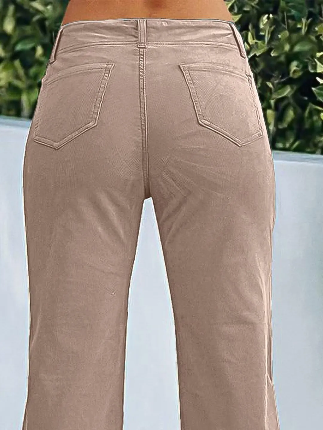 Flamingals Women's Wide Leg Pants for Women Mid Waist Dress Flare Straight Leg Corduroy Pants Workout Jeans Trendy