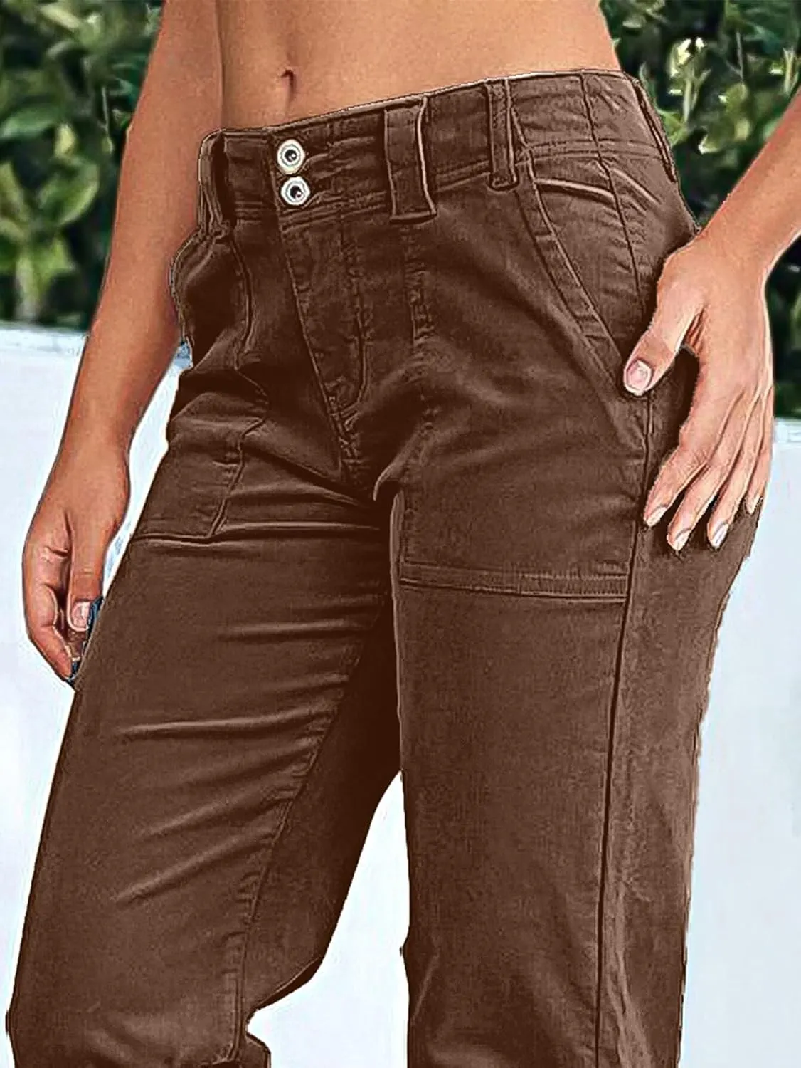 Flamingals Women's Wide Leg Pants for Women Mid Waist Dress Flare Straight Leg Corduroy Pants Workout Jeans Trendy