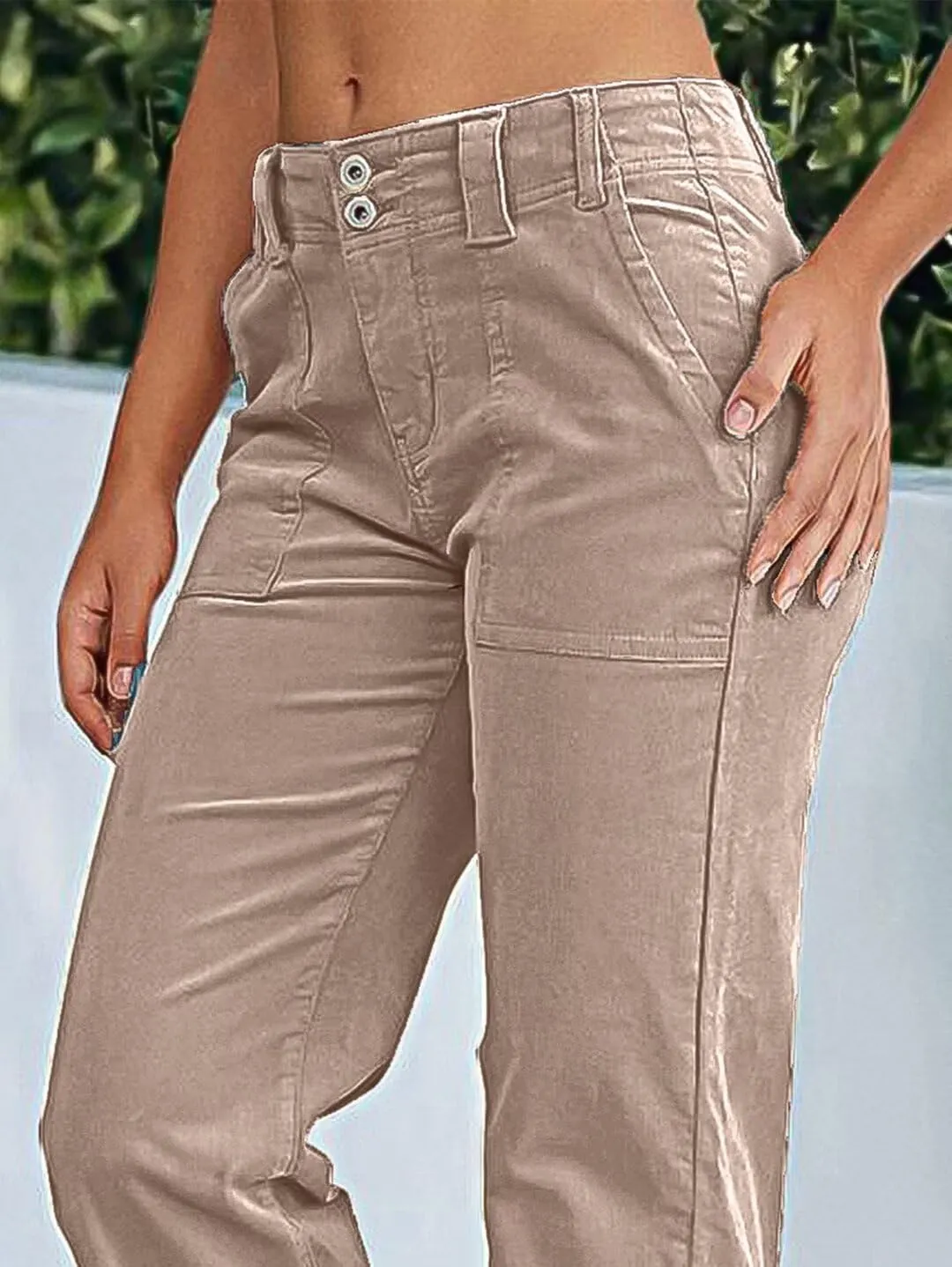 Flamingals Women's Wide Leg Pants for Women Mid Waist Dress Flare Straight Leg Corduroy Pants Workout Jeans Trendy