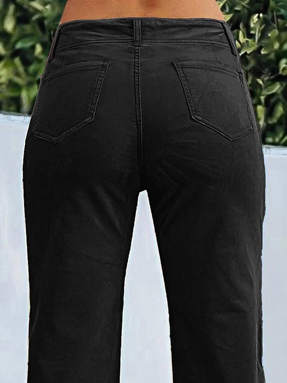 Flamingals Women's Wide Leg Pants for Women Mid Waist Dress Flare Straight Leg Corduroy Pants Workout Jeans Trendy