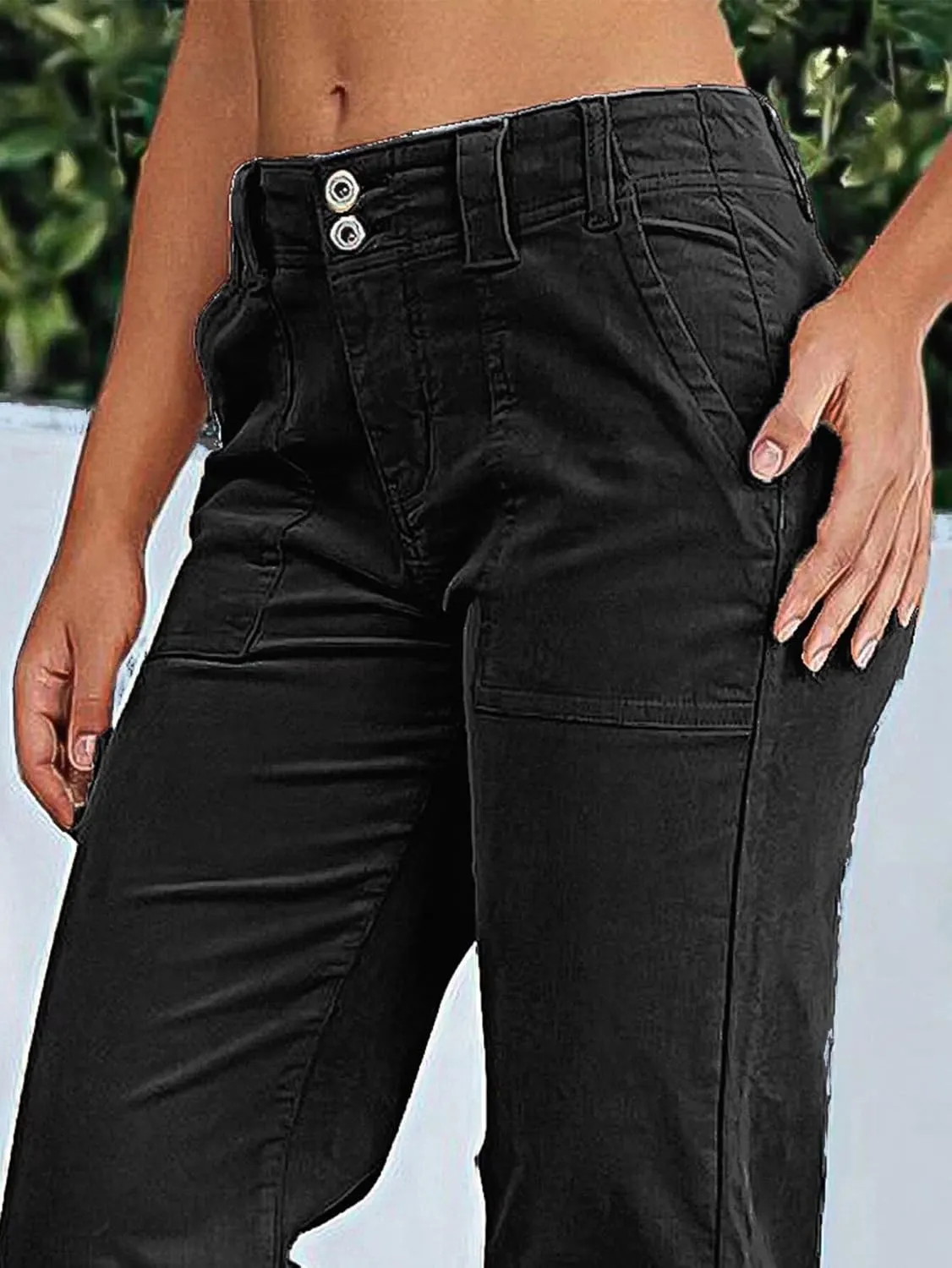 Flamingals Women's Wide Leg Pants for Women Mid Waist Dress Flare Straight Leg Corduroy Pants Workout Jeans Trendy