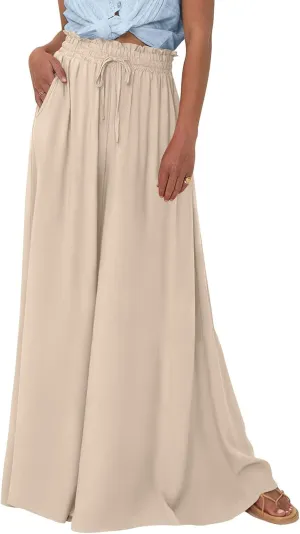 Flowy Pants for Women Wide Leg Palazzo Pants High Waisted Pant 2024 Summer Lounge Floral Print Boho Beach Trousers