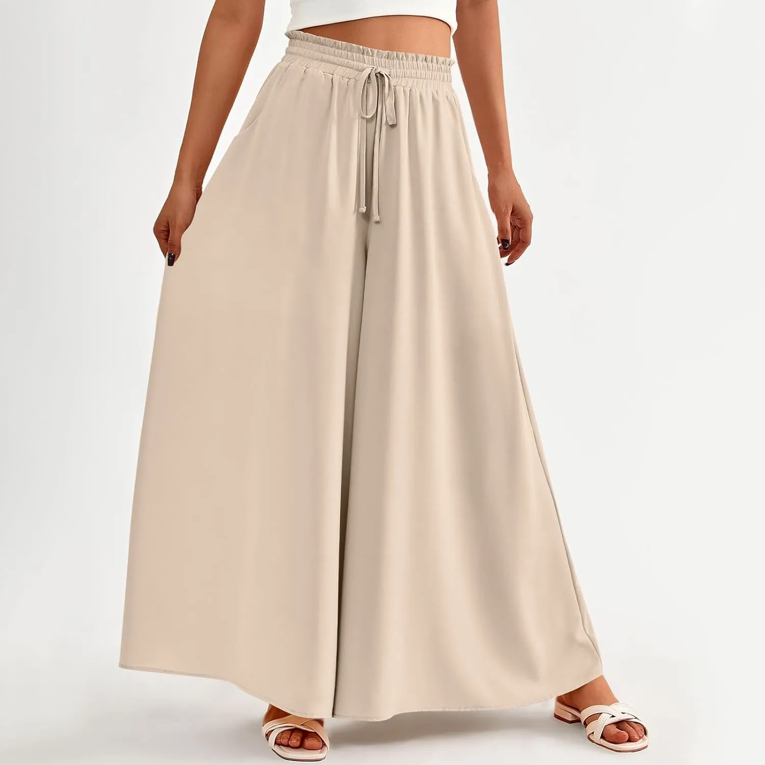 Flowy Pants for Women Wide Leg Palazzo Pants High Waisted Pant 2024 Summer Lounge Floral Print Boho Beach Trousers
