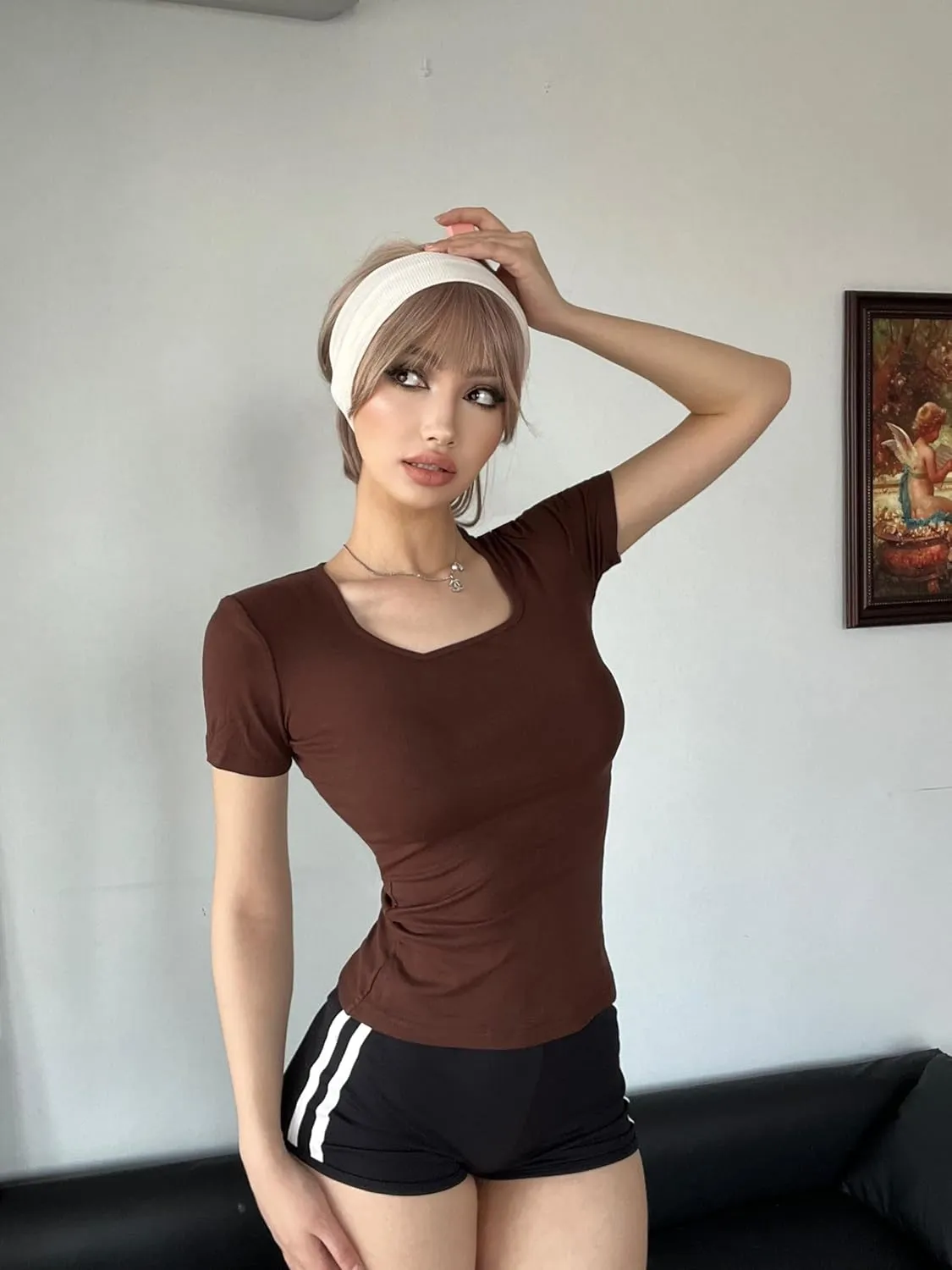 FMNNNN 5 Pack Short Sleeve for Womens Square Neck T Shirts Fashion Casual Basic Tops Tees Summer Outfits Clothes 2025