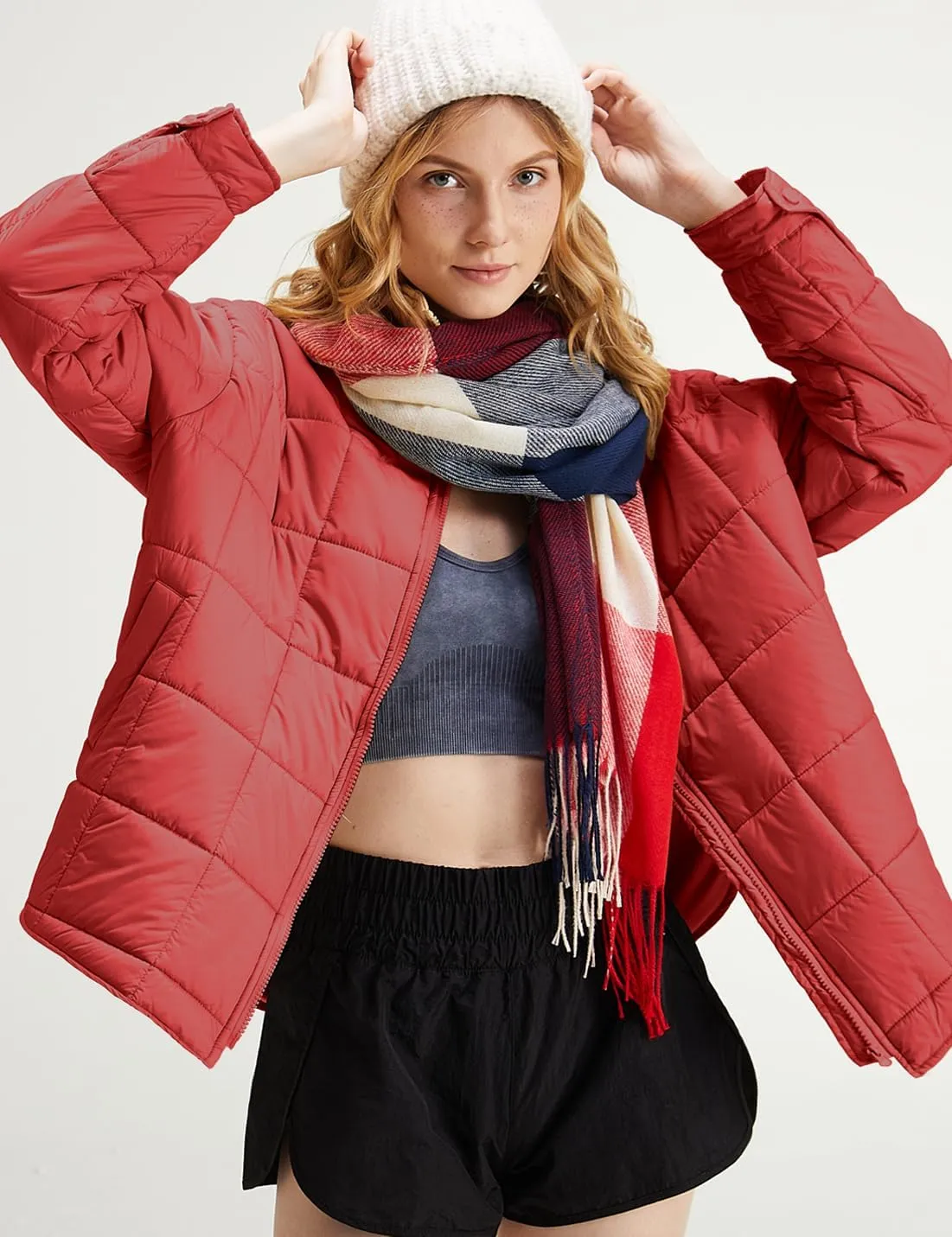 Gacaky Women's Baggy Lightweight Zip Puffer Jacket Warm Winter Down Coat with Pockets