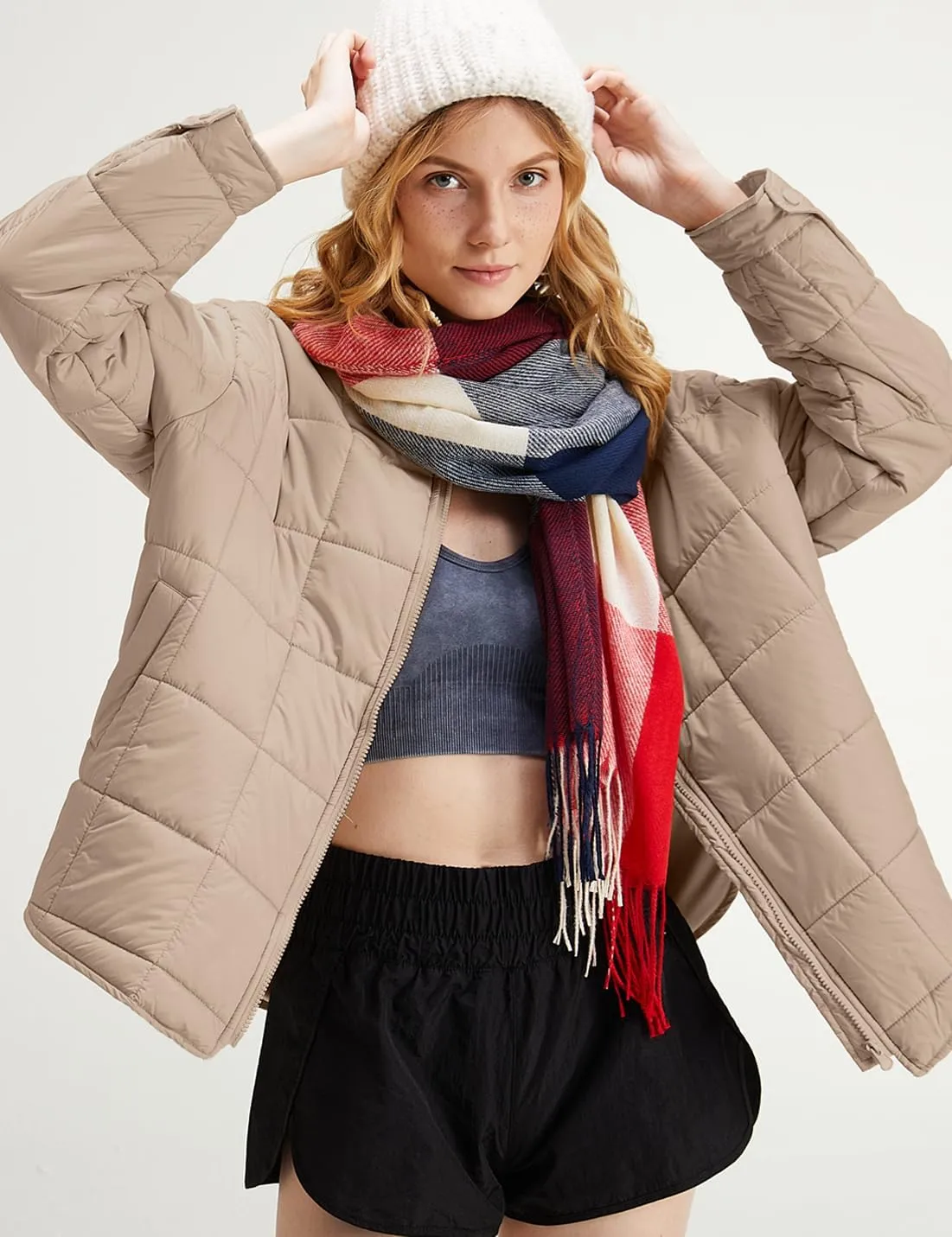 Gacaky Women's Baggy Lightweight Zip Puffer Jacket Warm Winter Down Coat with Pockets