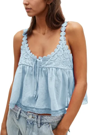Gacaky Womens Summer Boho Lace Tank Top Casual Beach Vacation Y2k Tops Fashion Crop Tops Clothes 2025