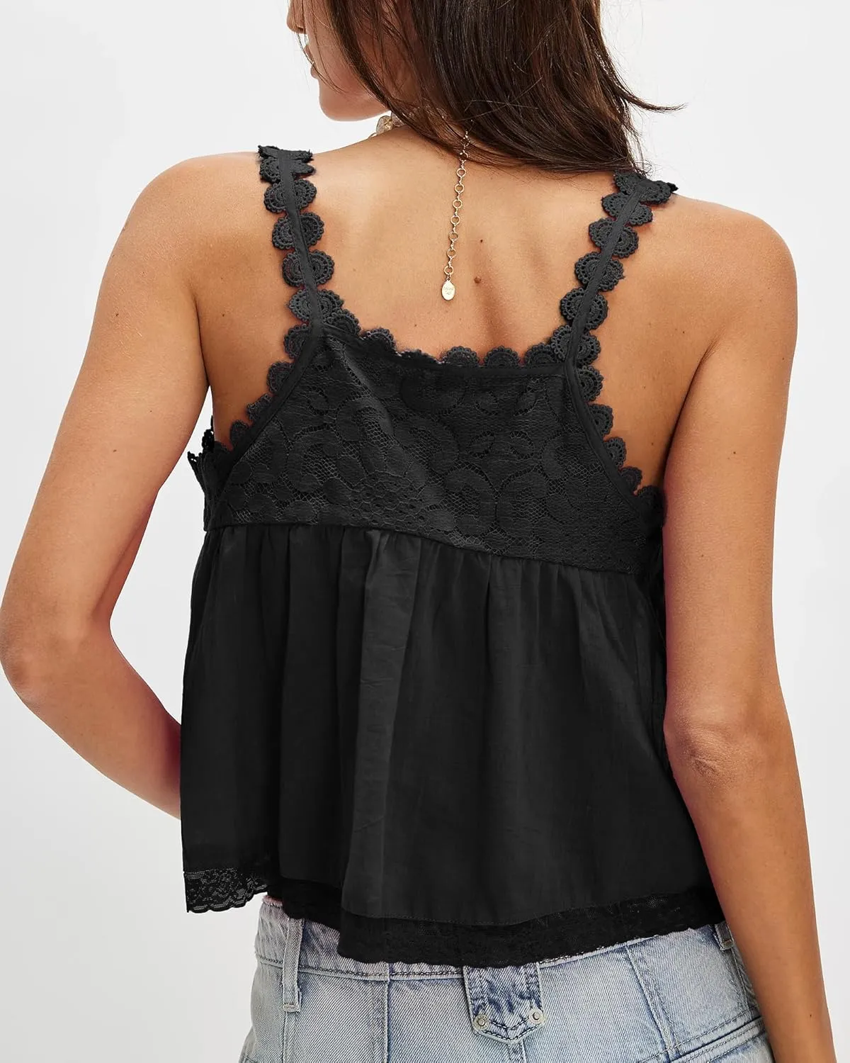 Gacaky Womens Summer Boho Lace Tank Top Casual Beach Vacation Y2k Tops Fashion Crop Tops Clothes 2025