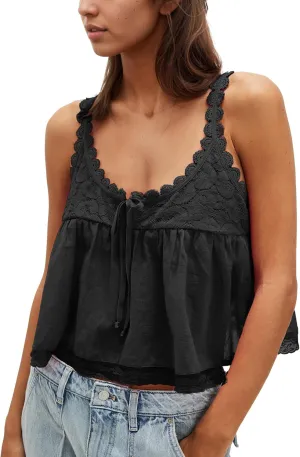 Gacaky Womens Summer Boho Lace Tank Top Casual Beach Vacation Y2k Tops Fashion Crop Tops Clothes 2025
