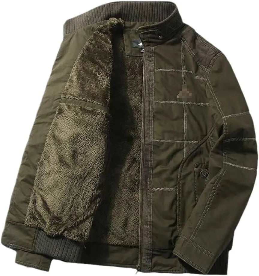 Haitpant Men Winter Padded Cotton Coats Lamb Quilted Jacket Middle Aged Classic fleece Jacket