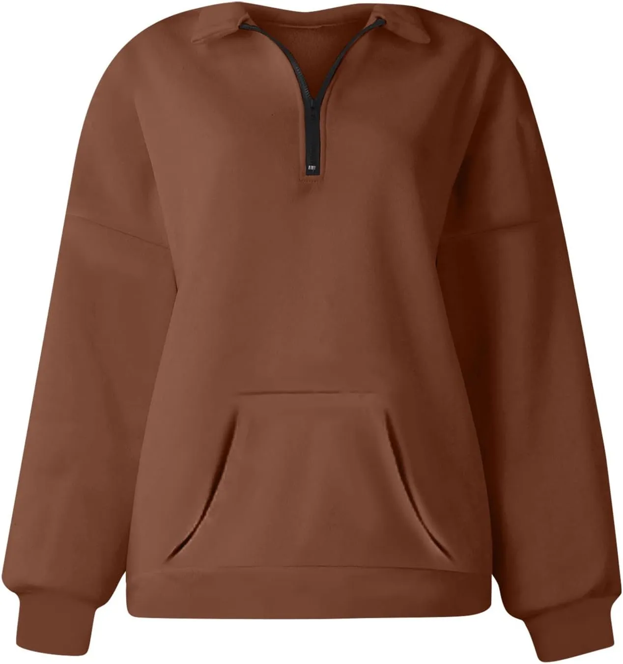 Half Zip Sweatshirt Women Pullover Long Sleeve Tops Fall 2024 Hoodies Y2K Solid Color Clothes With Pockets