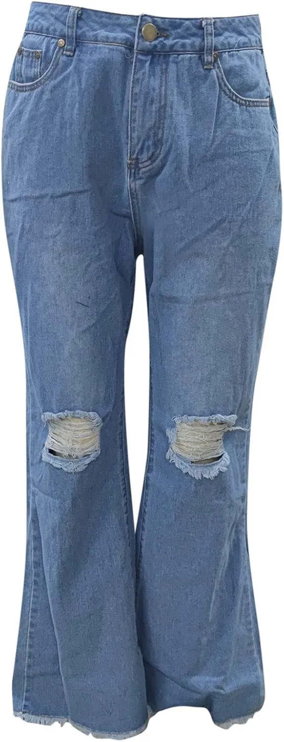 High Waisted Ripped Jeans for Women Skinny Trendy Butt Lifting Boyfriends Denim Pants Streetwear Destroyed Trousers