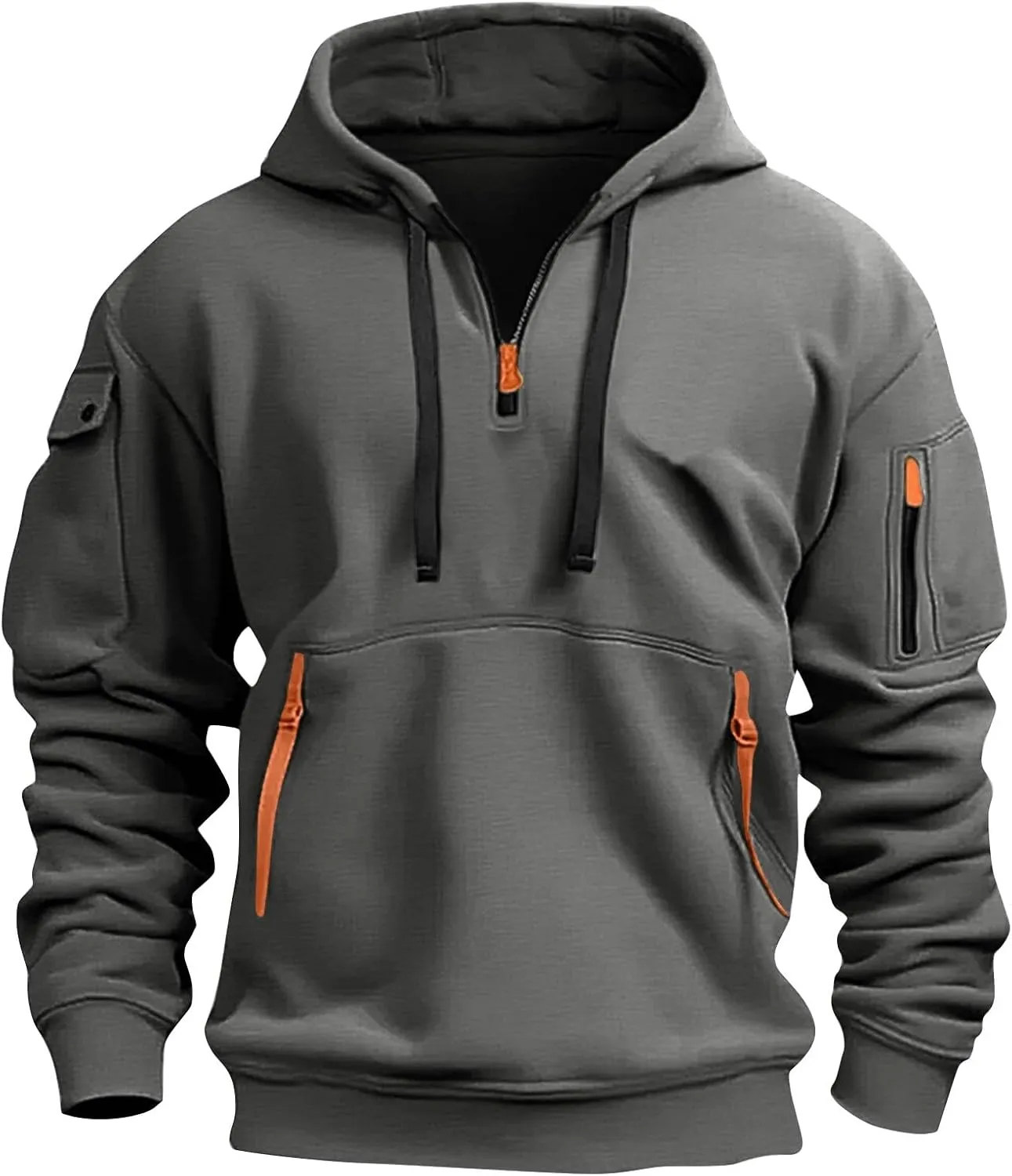 Hoodies for Men Collar Drawstring Hoodies Pullover Casual Long Sleeve Athletic Sweatshirts 2024
