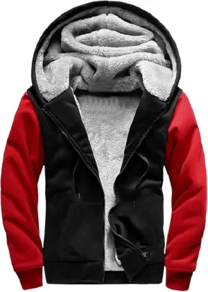 Hoodies for Men Full Zip Up Fleece Warm Jackets Thick Coats Heavyweight Sweatershirts