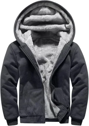 Hoodies for Men Full Zip Up Fleece Warm Jackets Thick Coats Heavyweight Sweatershirts