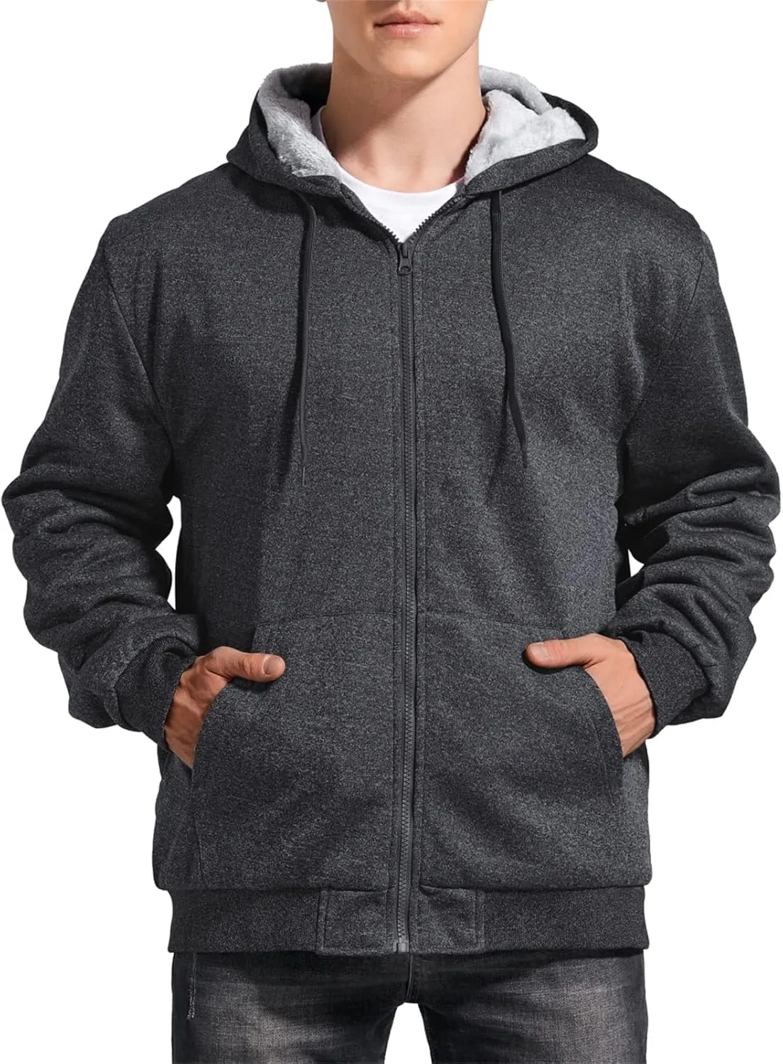 Hoodies for Men Full Zip Up Fleece Warm Jackets Thick Coats Heavyweight Sweatershirts