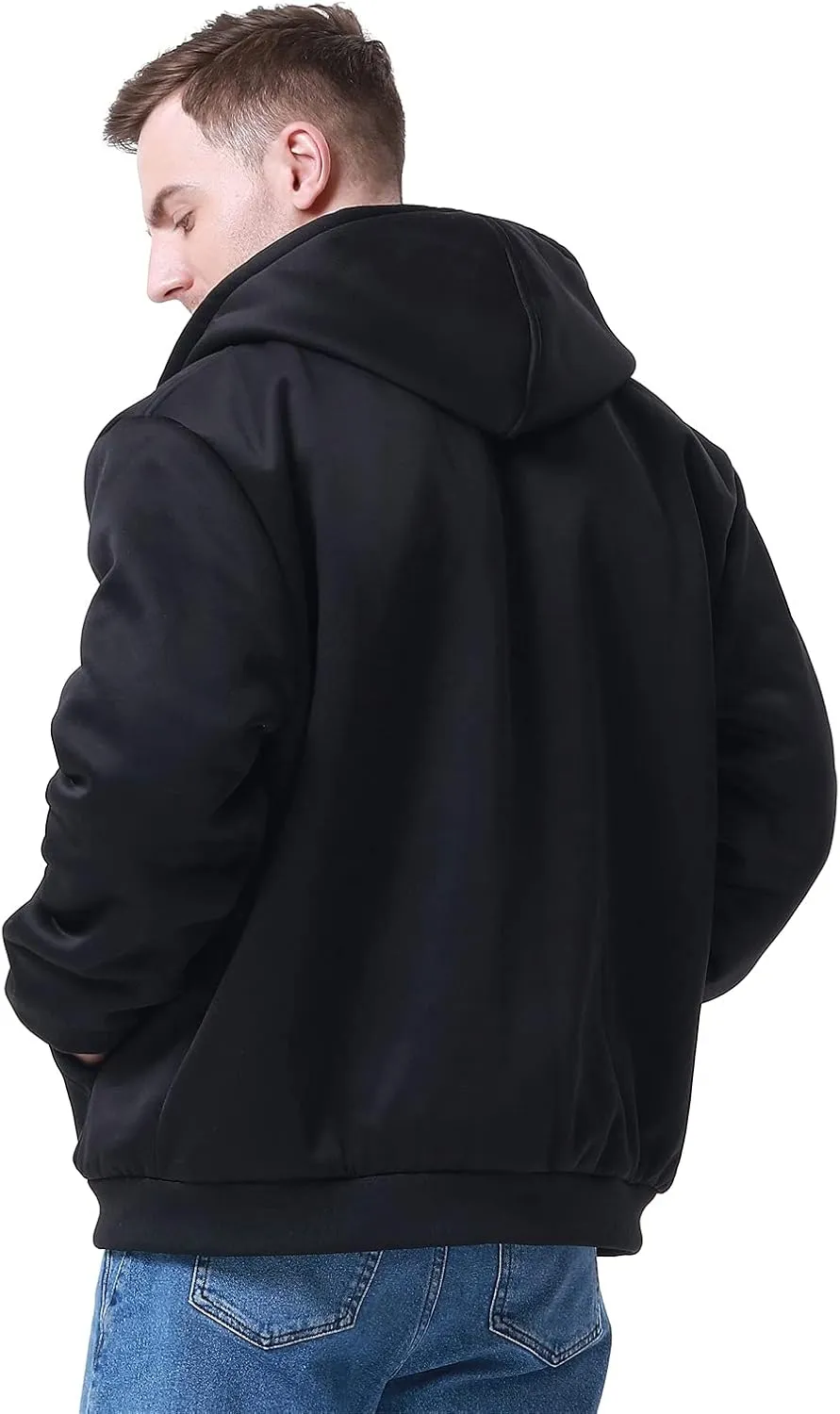 Hoodies for Men Full Zip Up Fleece Warm Jackets Thick Coats Heavyweight Sweatershirts