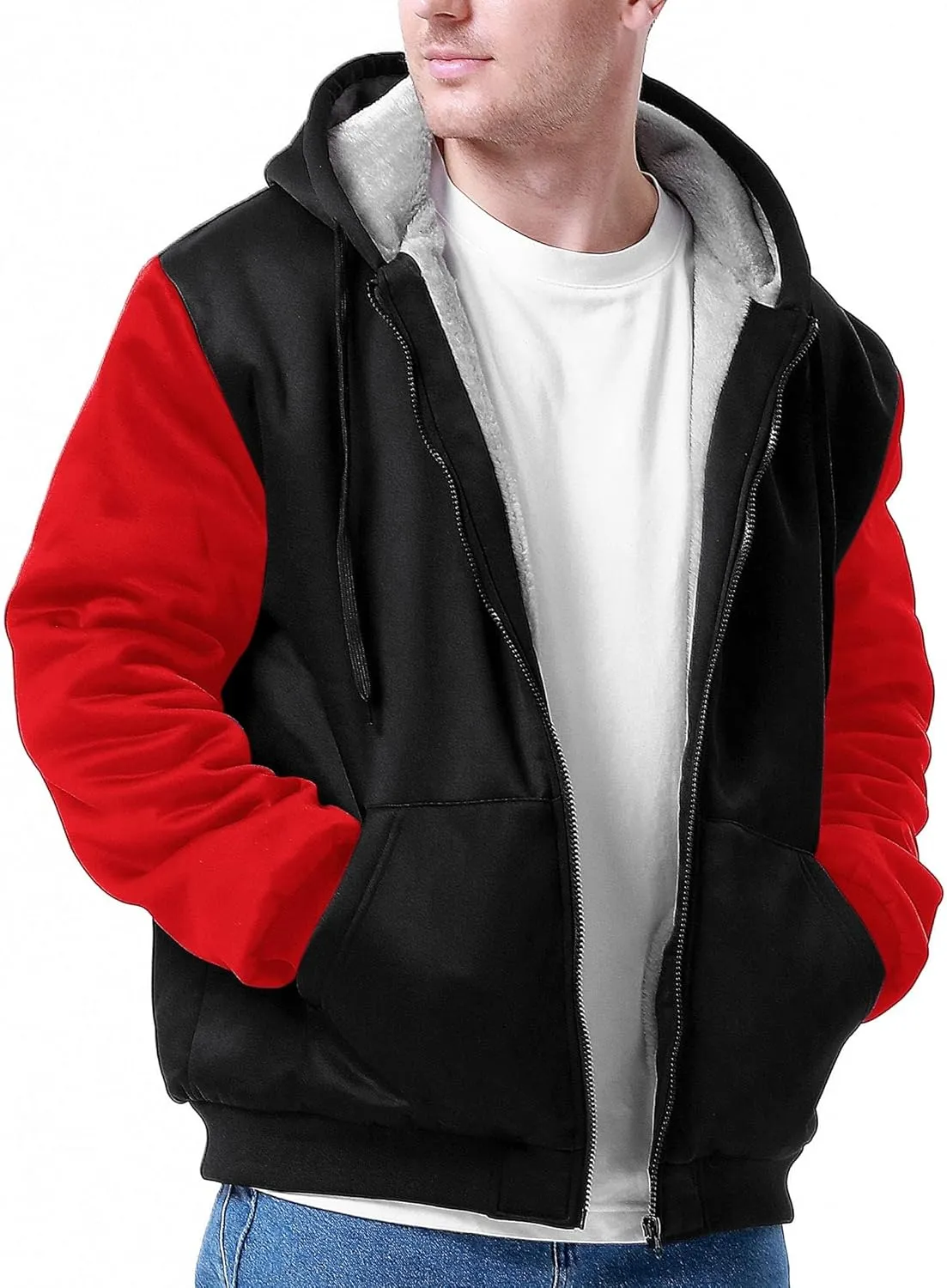 Hoodies for Men Full Zip Up Fleece Warm Jackets Thick Coats Heavyweight Sweatershirts
