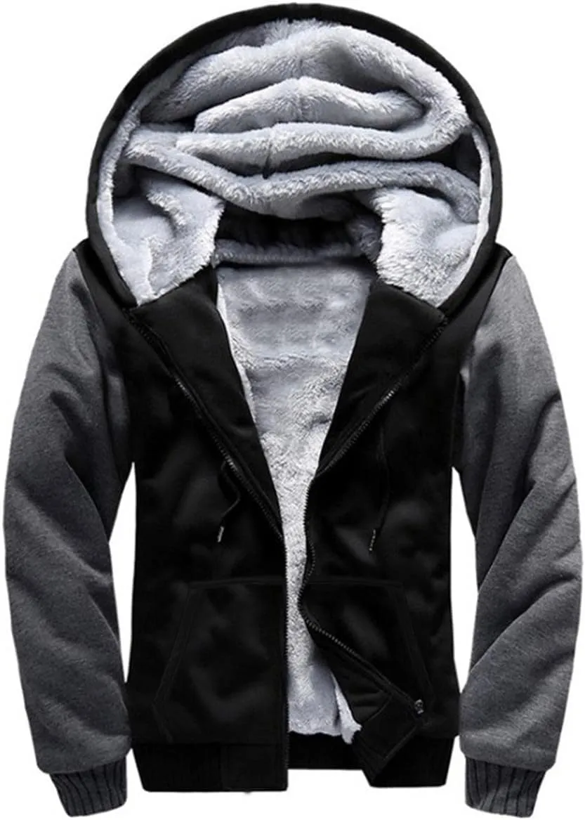 Hoodies for Men Full Zip Up Fleece Warm Jackets Thick Coats Heavyweight Sweatershirts