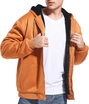 Hoodies for Men Full Zip Up Fleece Warm Jackets Thick Coats Heavyweight Sweatershirts