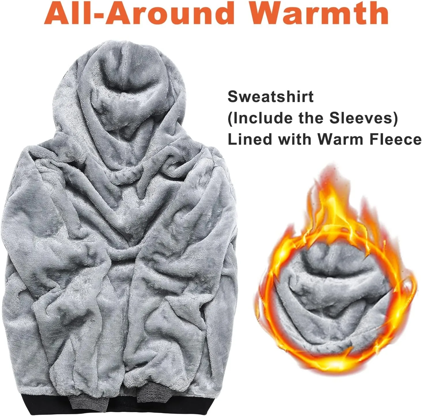 Hoodies for Men Full Zip Up Fleece Warm Jackets Thick Coats Heavyweight Sweatershirts