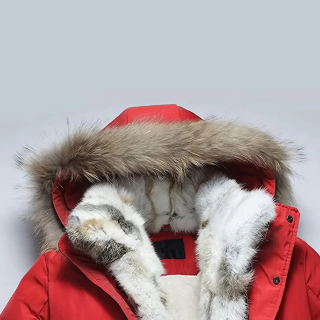 HZCX FASHION Men's Fur Collar Hooded Warm Fleece Lined Down Jackets And Coats