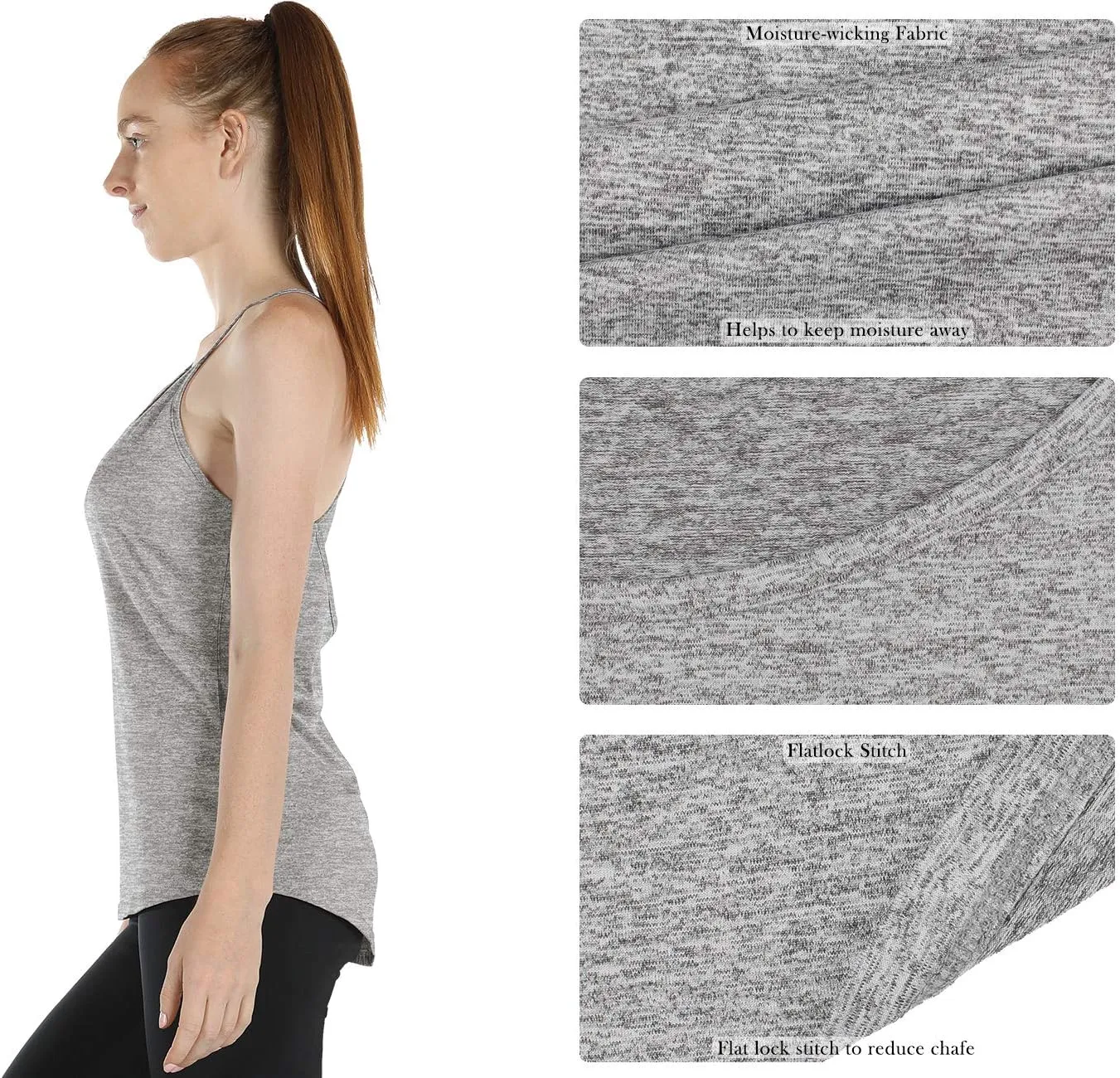 icyzone Workout Tank Tops for Women - Athletic Yoga Tops Open Back Strappy Running Shirts (Pack of 2)
